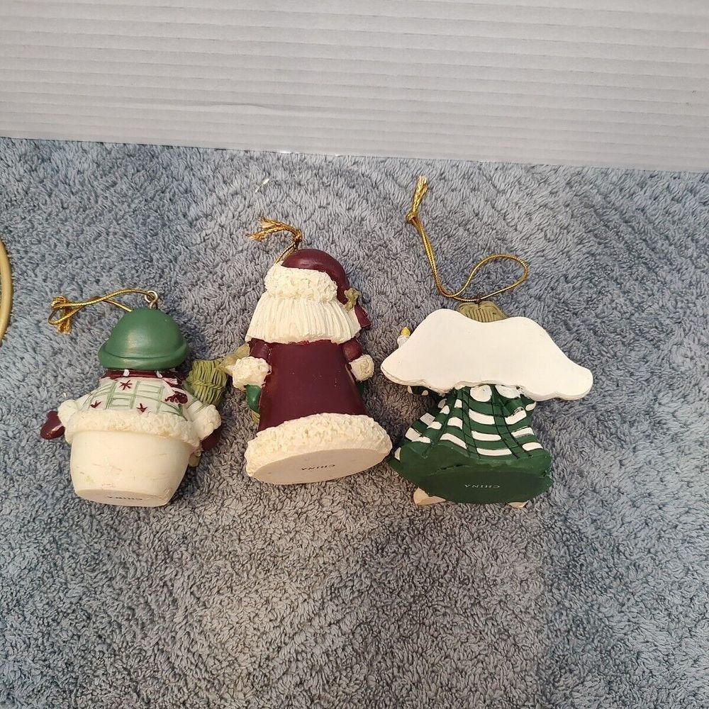 Old World Style set of 4 ceramic Christmas Ornaments santa snowmen angel - Picture 8 of 10